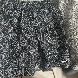 Nike Black Shorts with White Sneaker Outline Print